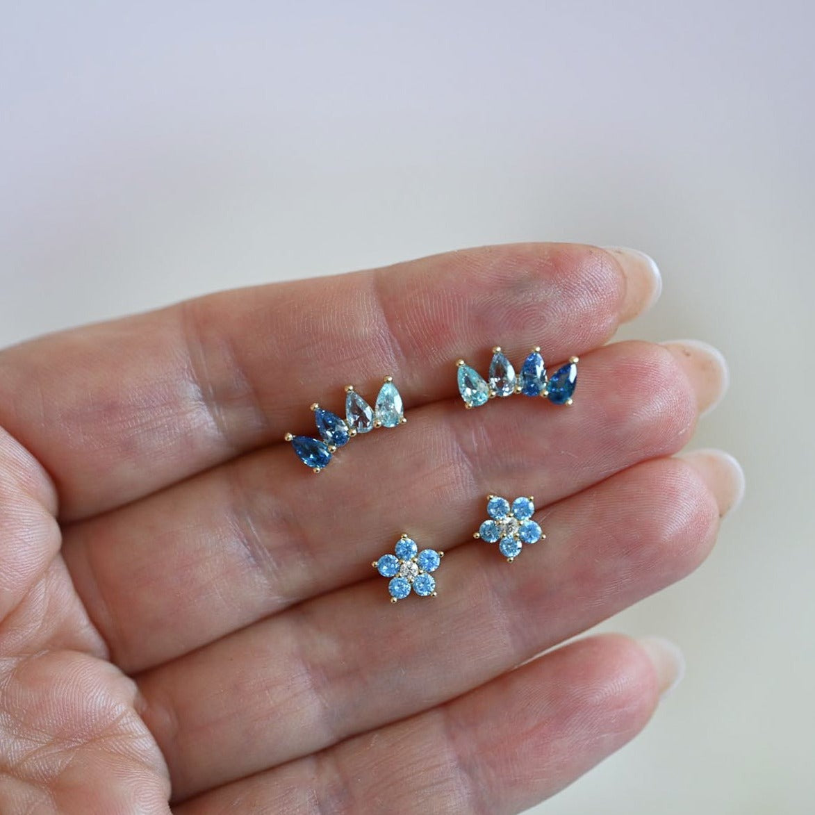 Schmuckset "blaue Blume und Krone"