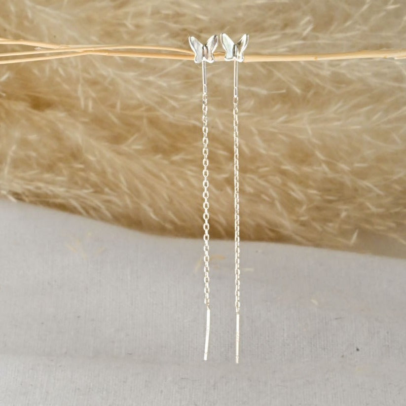 Delicate chain earrings with butterfly