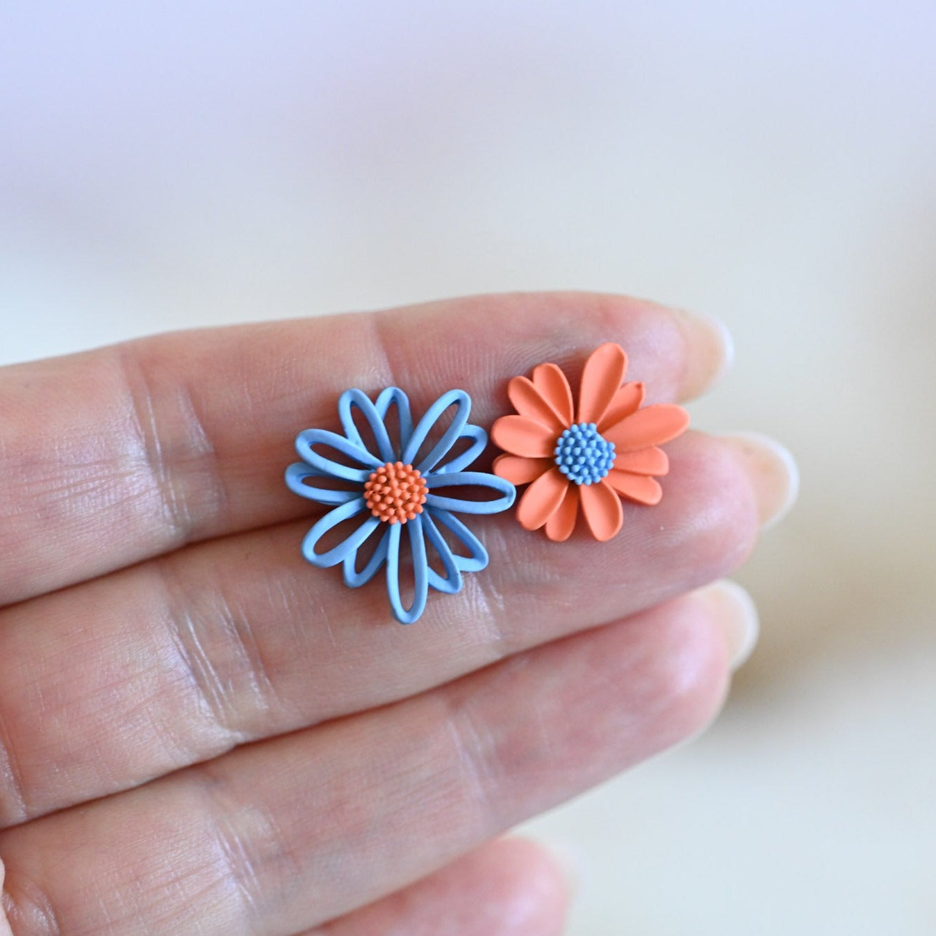 Chrysanthemum and Daisy Polymer Clay Earrings