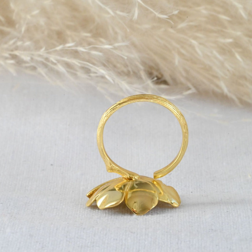Handmade ring "Blooming Anemone" with peridot