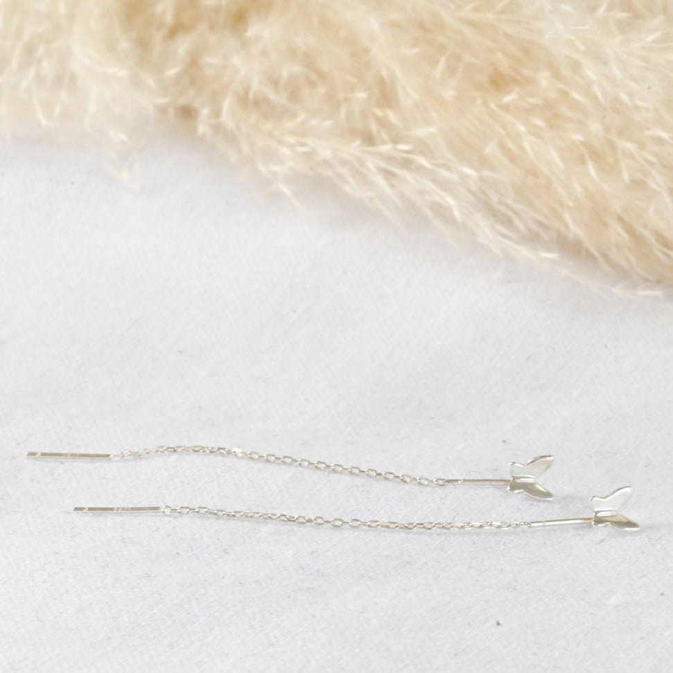 Delicate chain earrings with butterfly