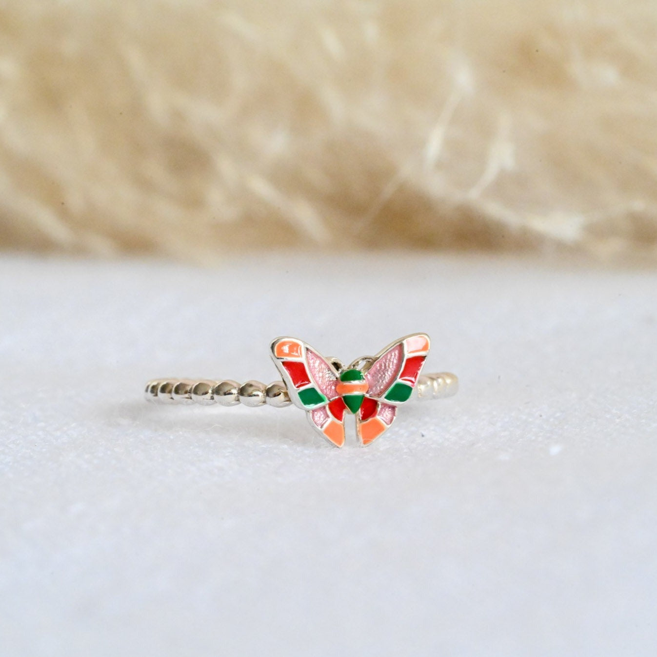Adjustable Ring "Colorful Butterfly"
