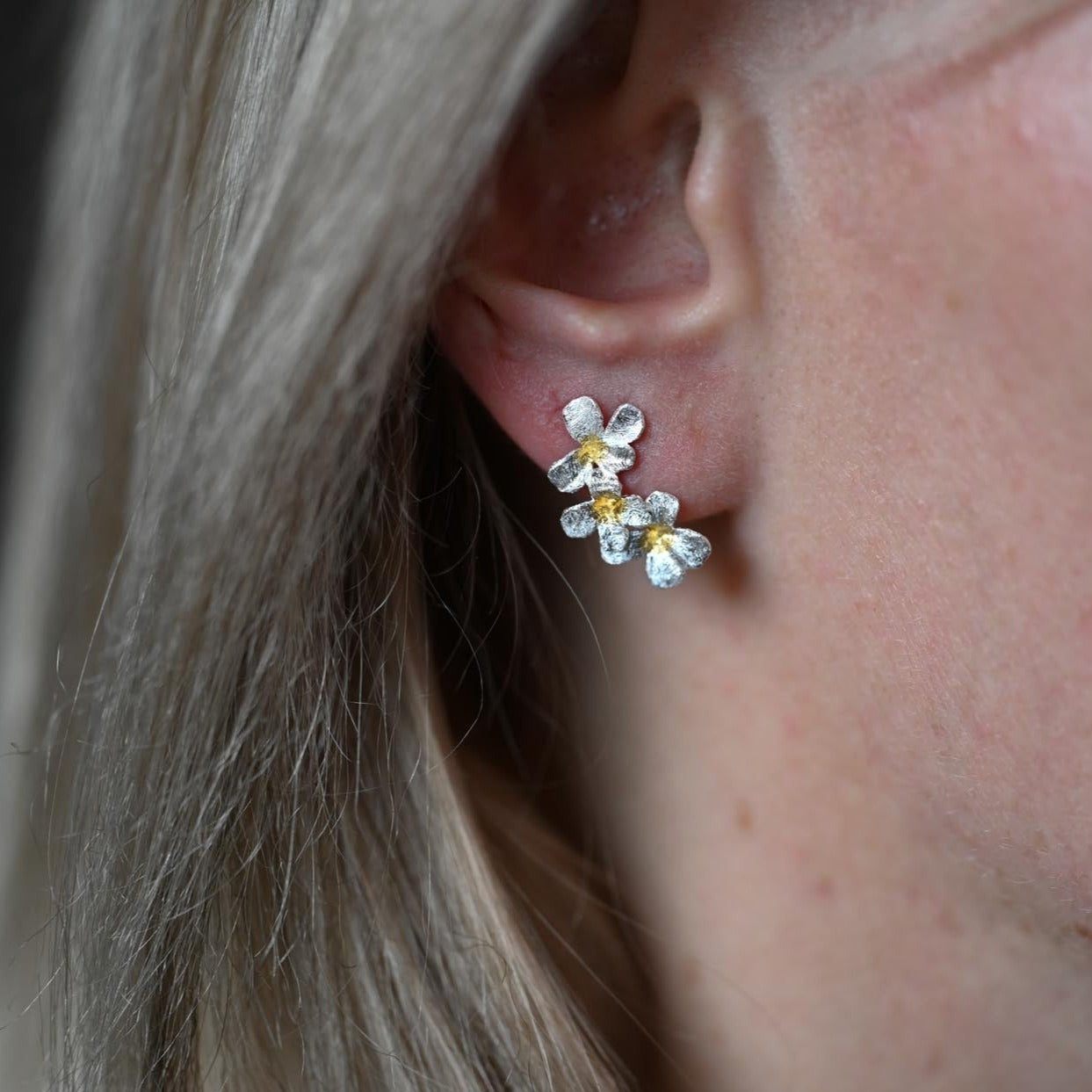 Delicate flower stud earrings