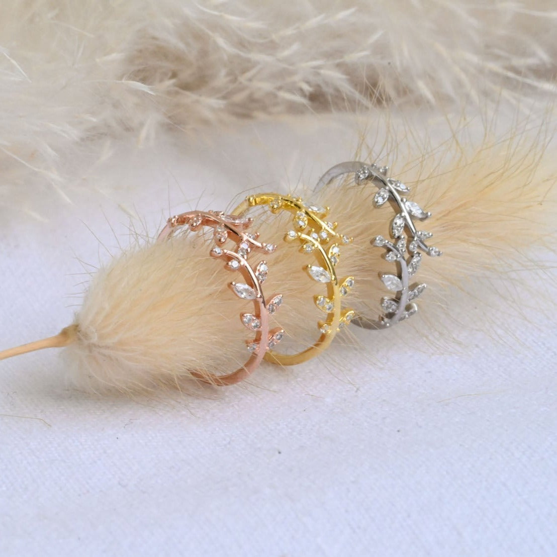 Delicate ring "Zircon Leaves"