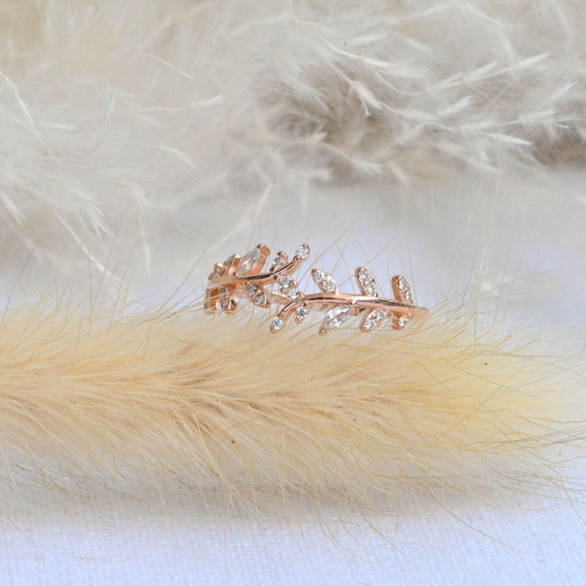 Delicate ring "Zircon Leaves"