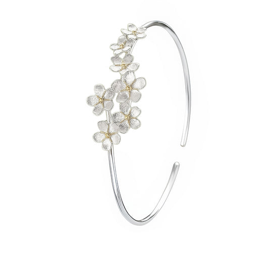 Vergissmeinnicht Armreif – 925 Sterling Silber, 18K vergoldet