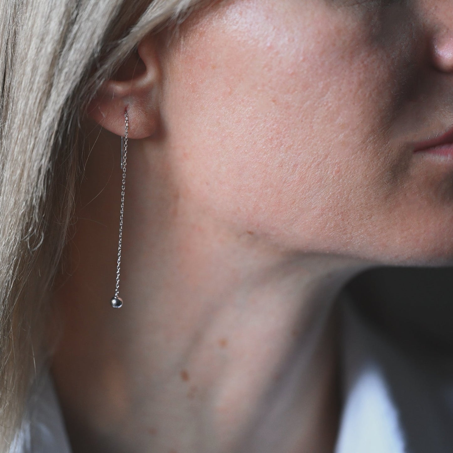 Kettenohrringe mit Kügelchen, 925 Sterling Silber
