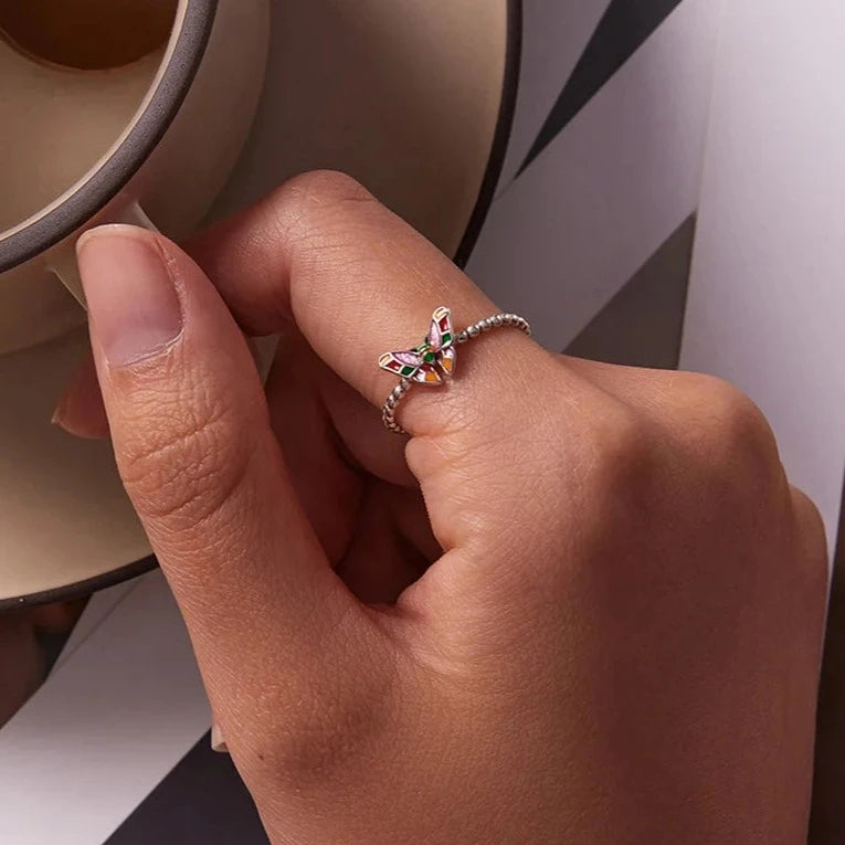 Adjustable Ring "Colorful Butterfly"