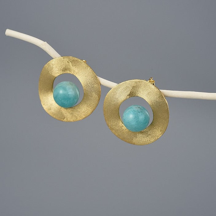 Retro circle earrings Amazonite