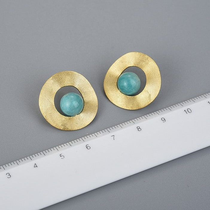 Retro circle earrings Amazonite