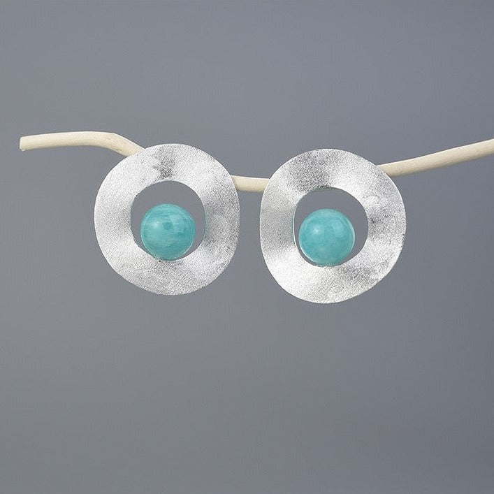 Retro circle earrings Amazonite