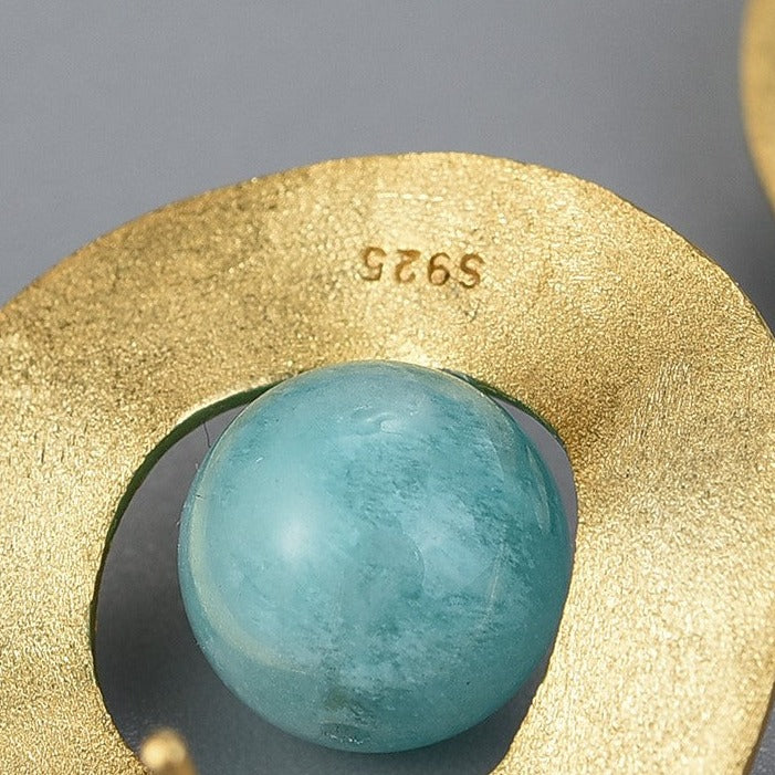 Retro circle earrings Amazonite