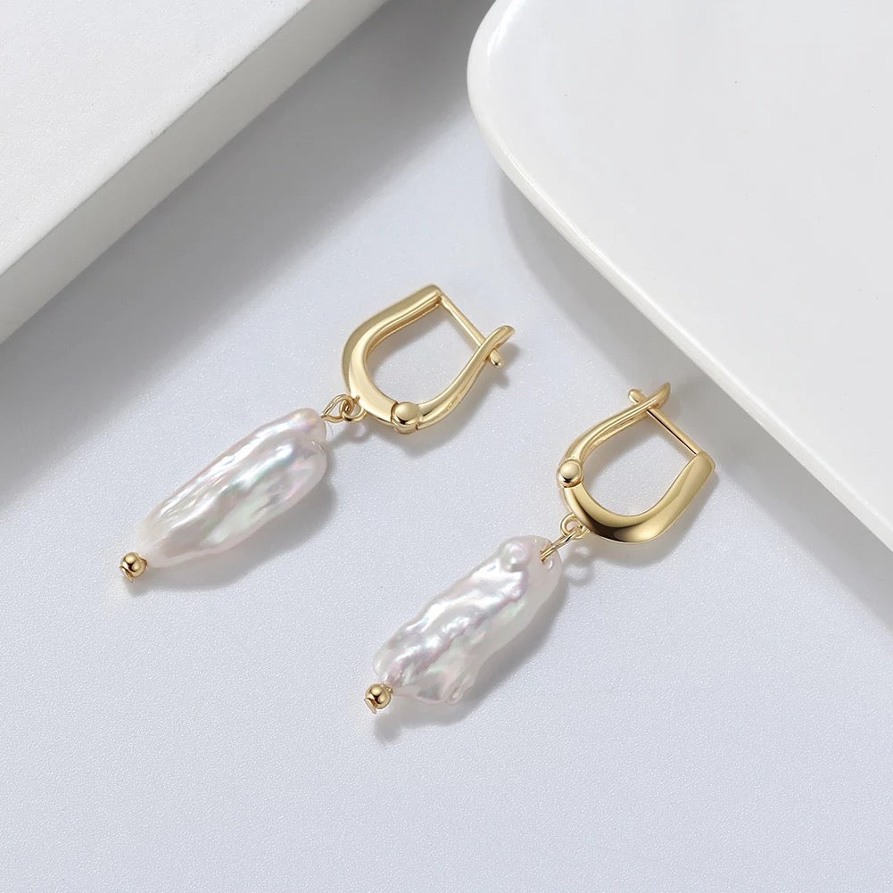 Handmade Extraordinary Baroque Pearl Drop Earrings