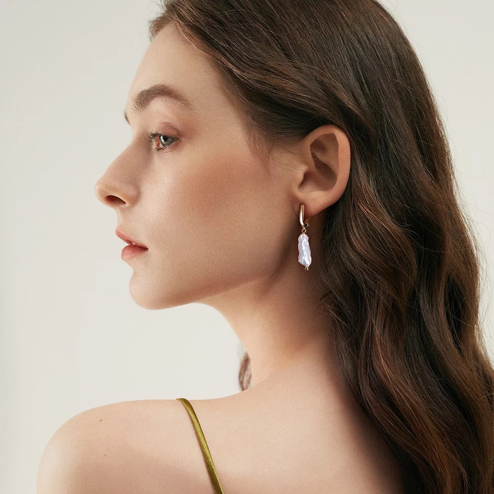 Handmade Extraordinary Baroque Pearl Drop Earrings