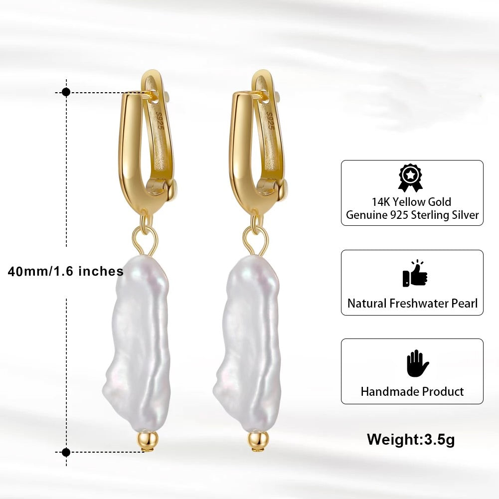 Handmade Extraordinary Baroque Pearl Drop Earrings