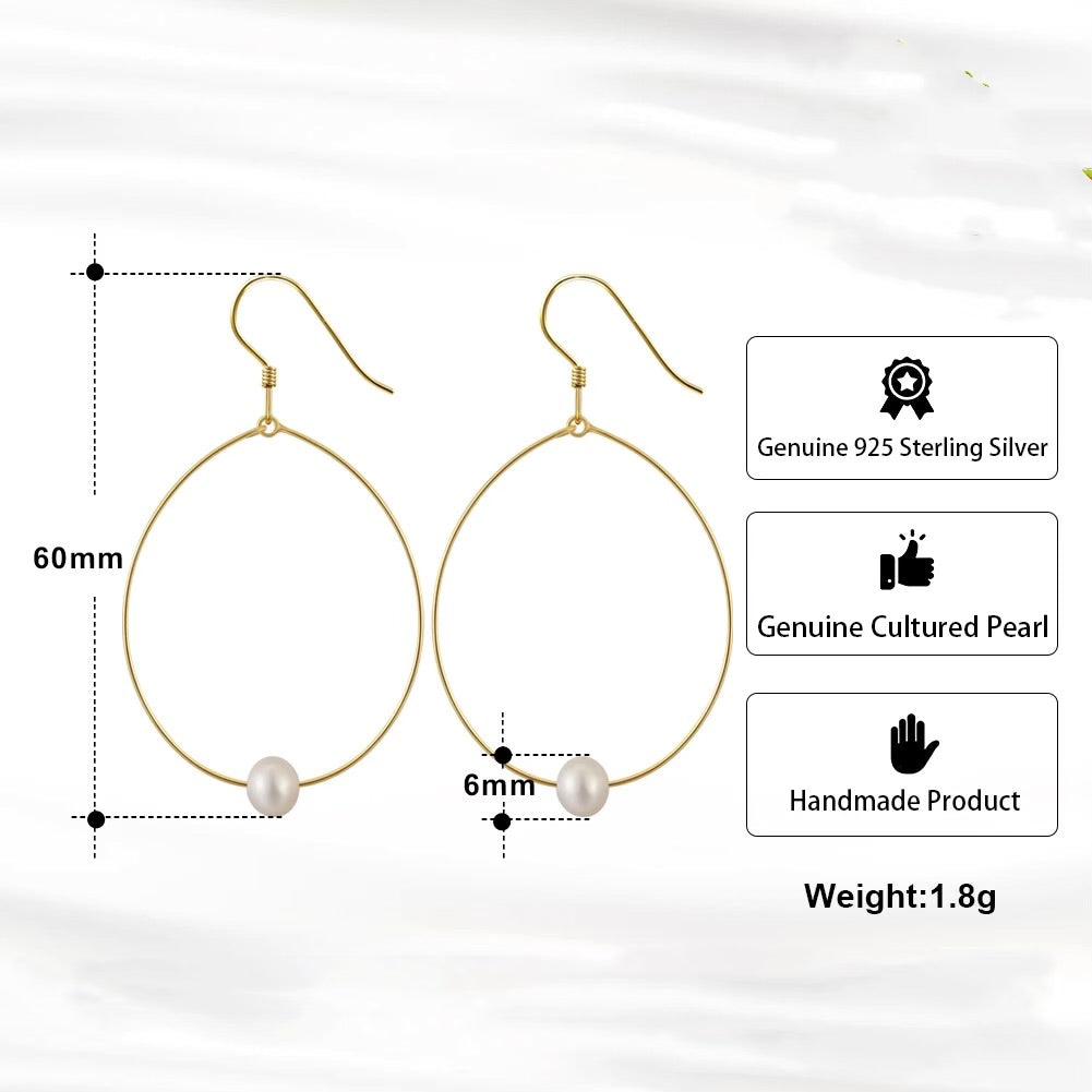 Minimalist Delicate Drop Earrings Circle and Pearl