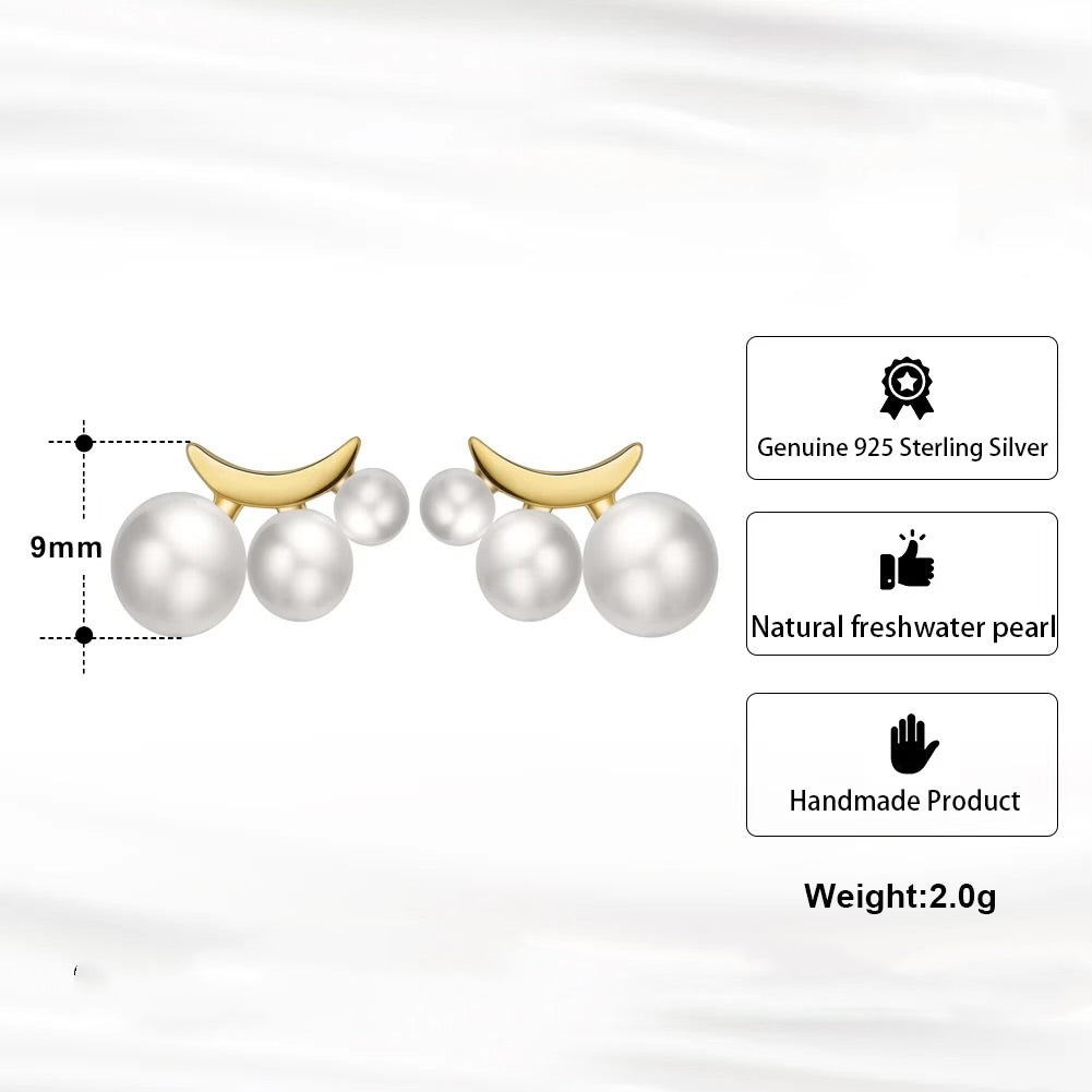 Minimalist Stud Earrings 3 Pearls