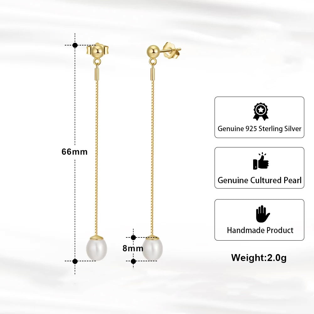 Copy of hanging earrings zircon and pearl on delicate chain