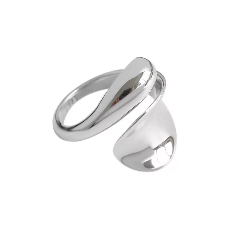 Großer offener geometrischer Ring, 925 Silber Silber