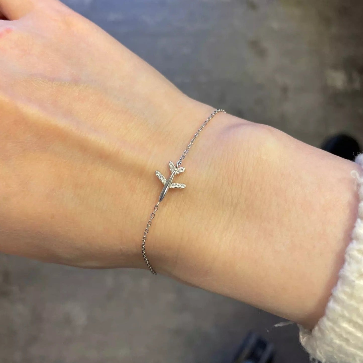 Chain bracelet "Flying Airplane" made of 925 silver, zircon