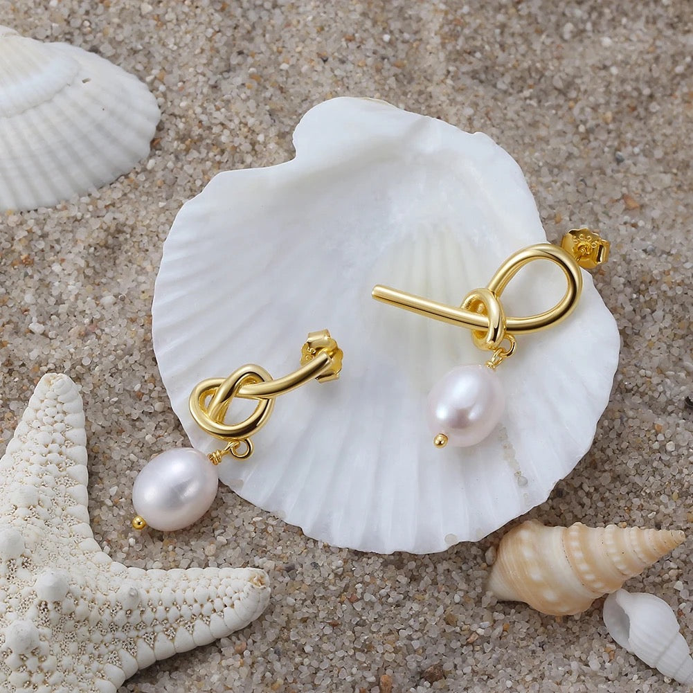 Pearl Earrings Bow with Pearl