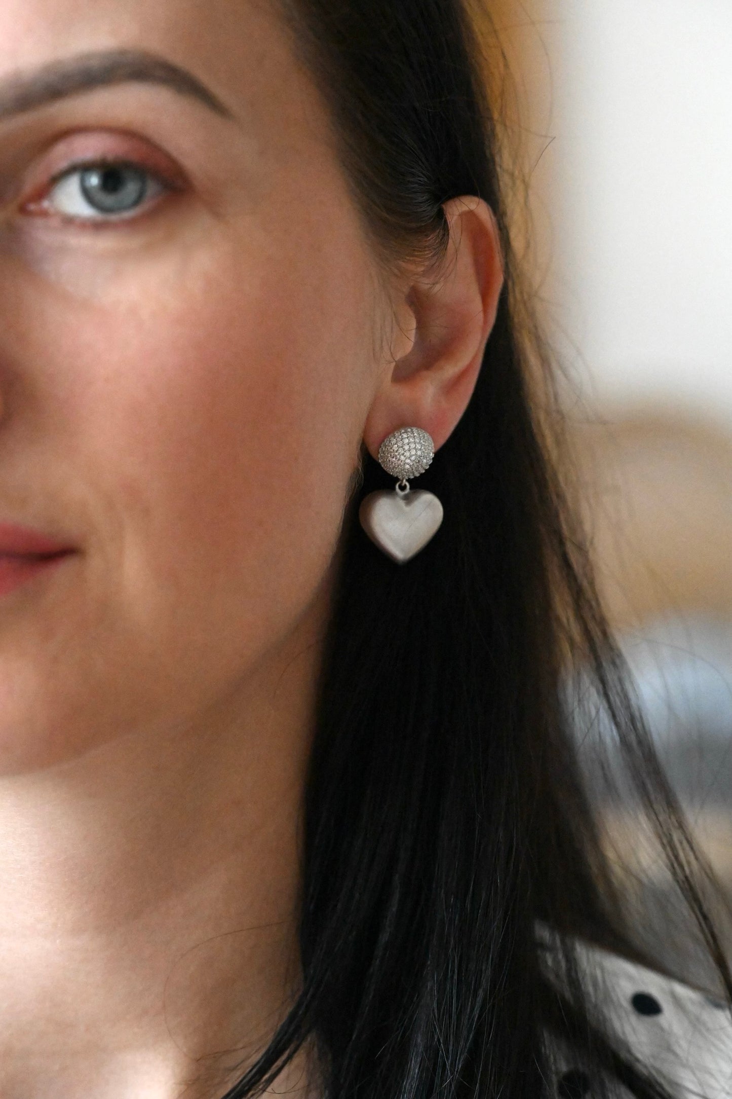 Vintage Herz große Ohrstecker, 925 Sterling Silber, 18K vergoldet