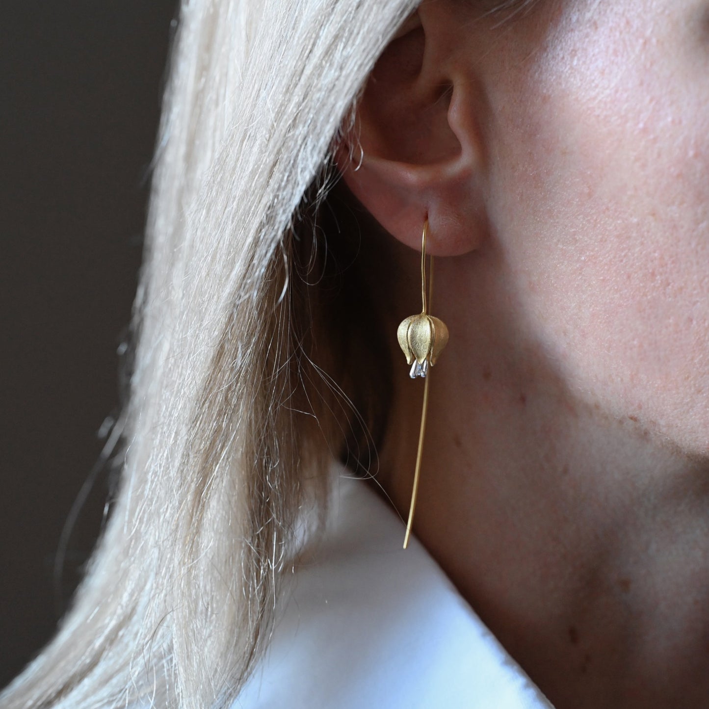 Handmade dangling earrings delicate tulip
