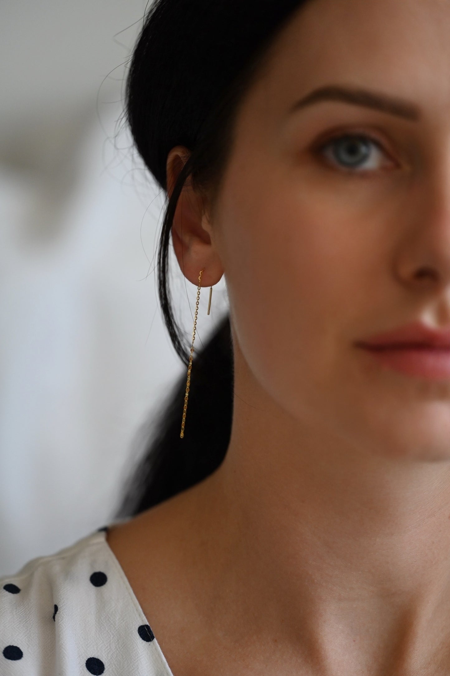 Schlichte zarte Kettenohrringe 925er Silber, 18K Gold, 14K Gold