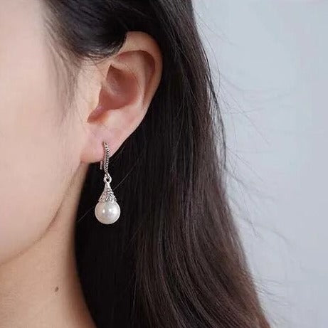Hängeohrringe große Shell Perle, 925er Silber