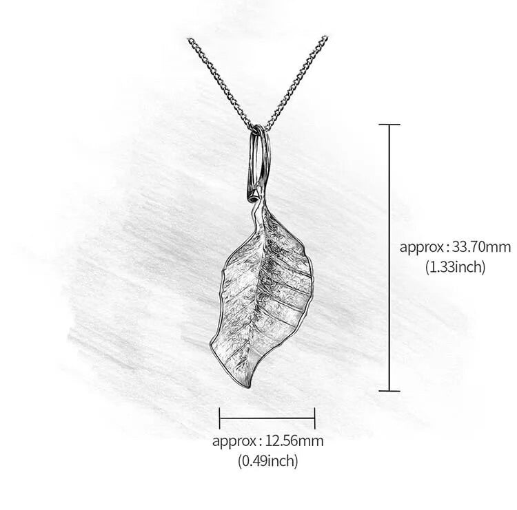 Necklace "Flying Autumn Leaf", 925 silver, 18K gold