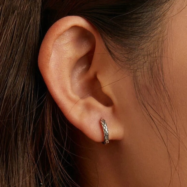 Minimalist silver hoop earrings snake look