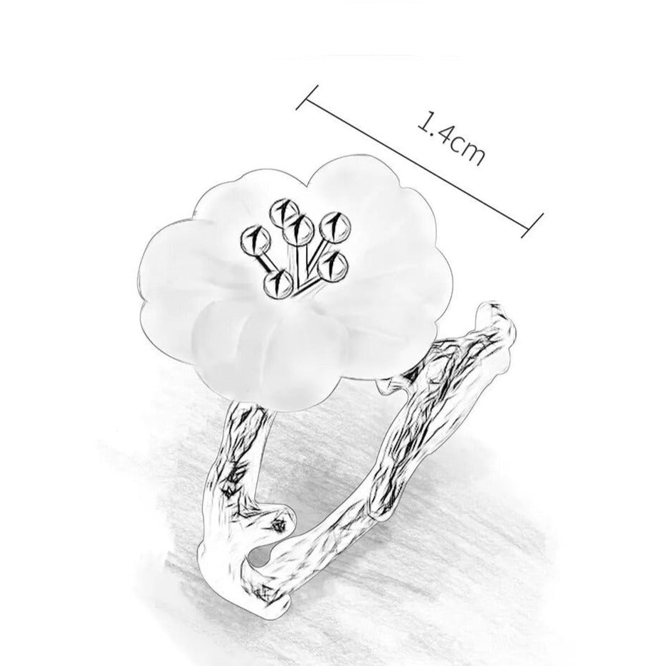 Handgefertigter Größenverstellbarer Ring "Blume im Regen"