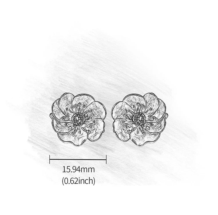 Handgefertigte Ohrstecker "Blühende Anemone" mit Peridot Silber
