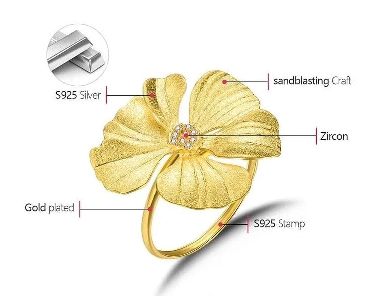 Handgefertigter Ring "Elegante Pfingstrose"