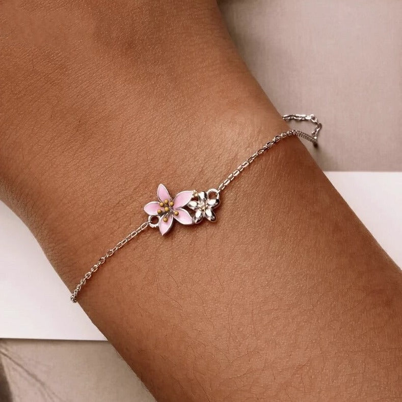 Delicate cherry blossom bracelet made of 925 Sterling silver