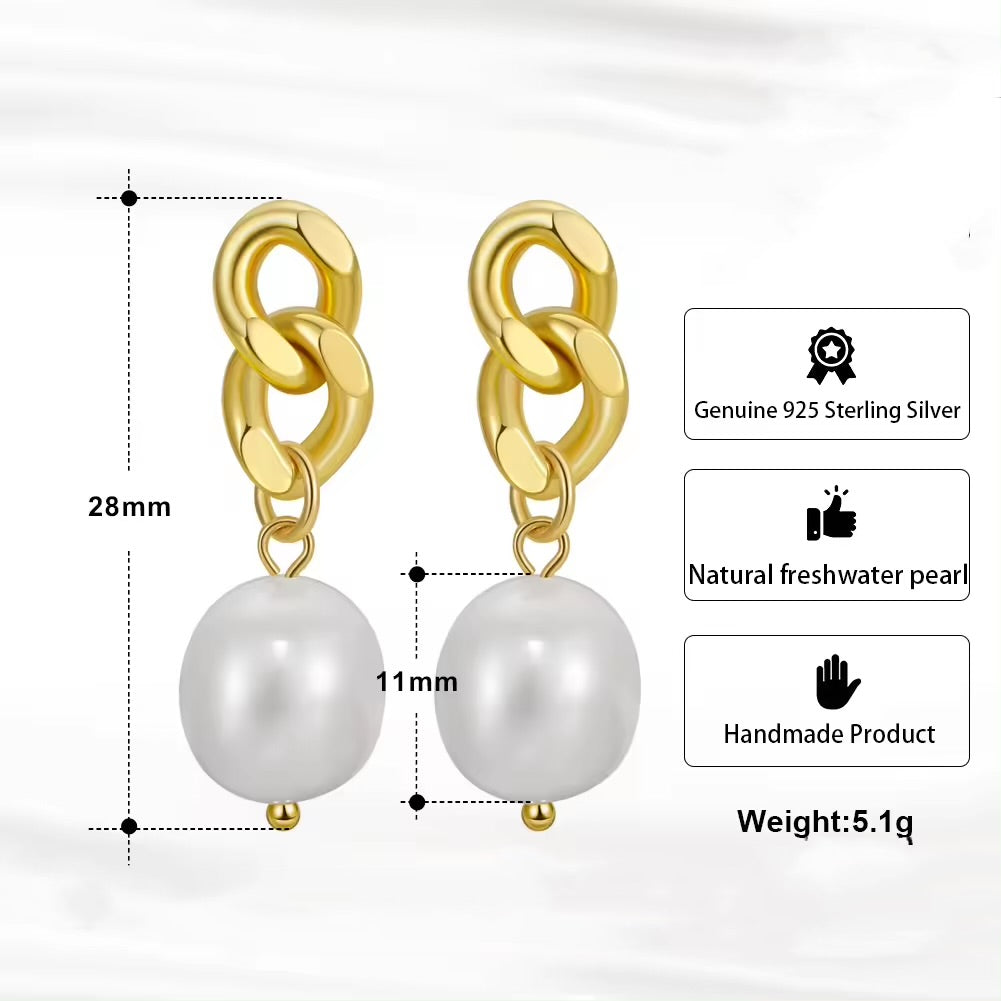 Vintage infinity drop earrings large freshwater pearl