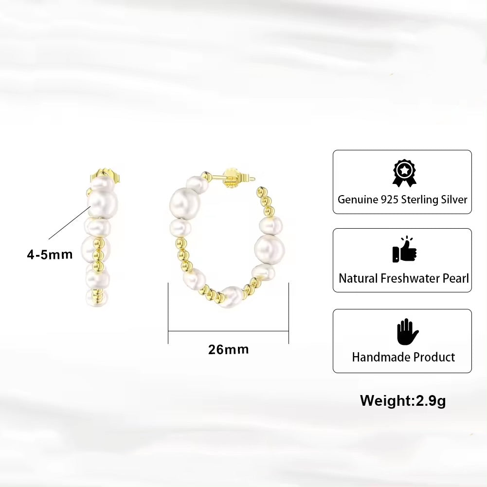 Handmade small hoop earrings with small freshwater pearls