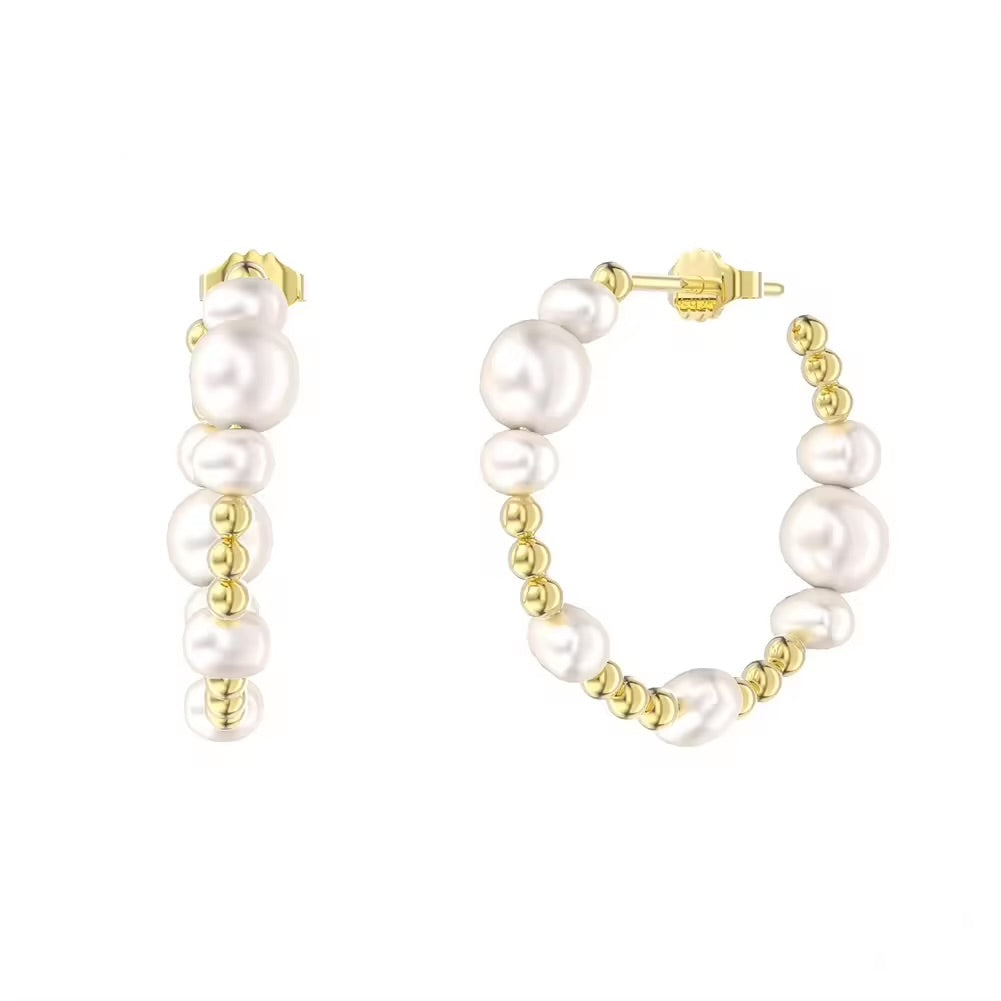 Handmade small hoop earrings with small freshwater pearls
