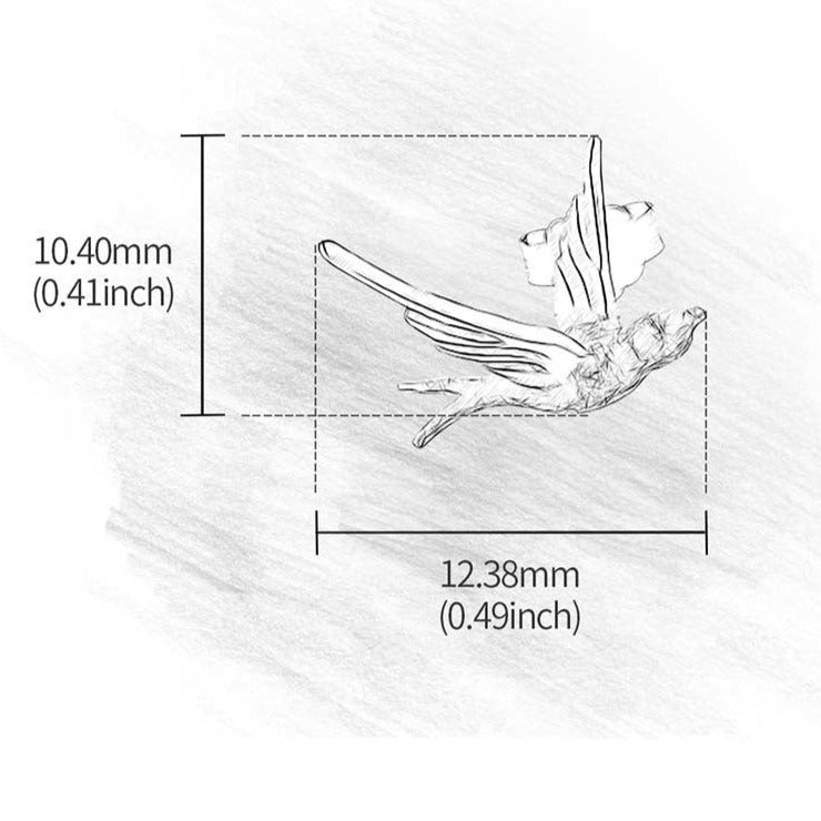 Handgefertigte Ohrstecker "Schwalbe der Freiheit", 925er Silber, 18K Gold