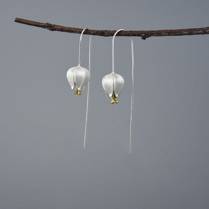 Handmade dangling earrings delicate tulip