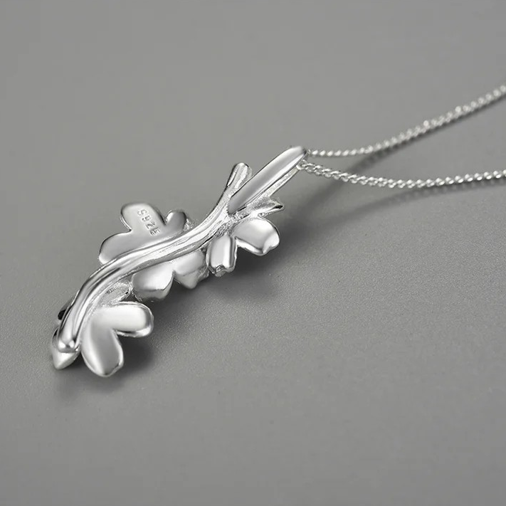 Handmade Forget-me-not necklace long, 925 silver, 18K gold