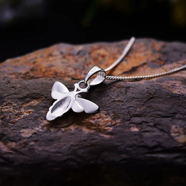 Necklace with bee pendant, 925 silver, 18K gold