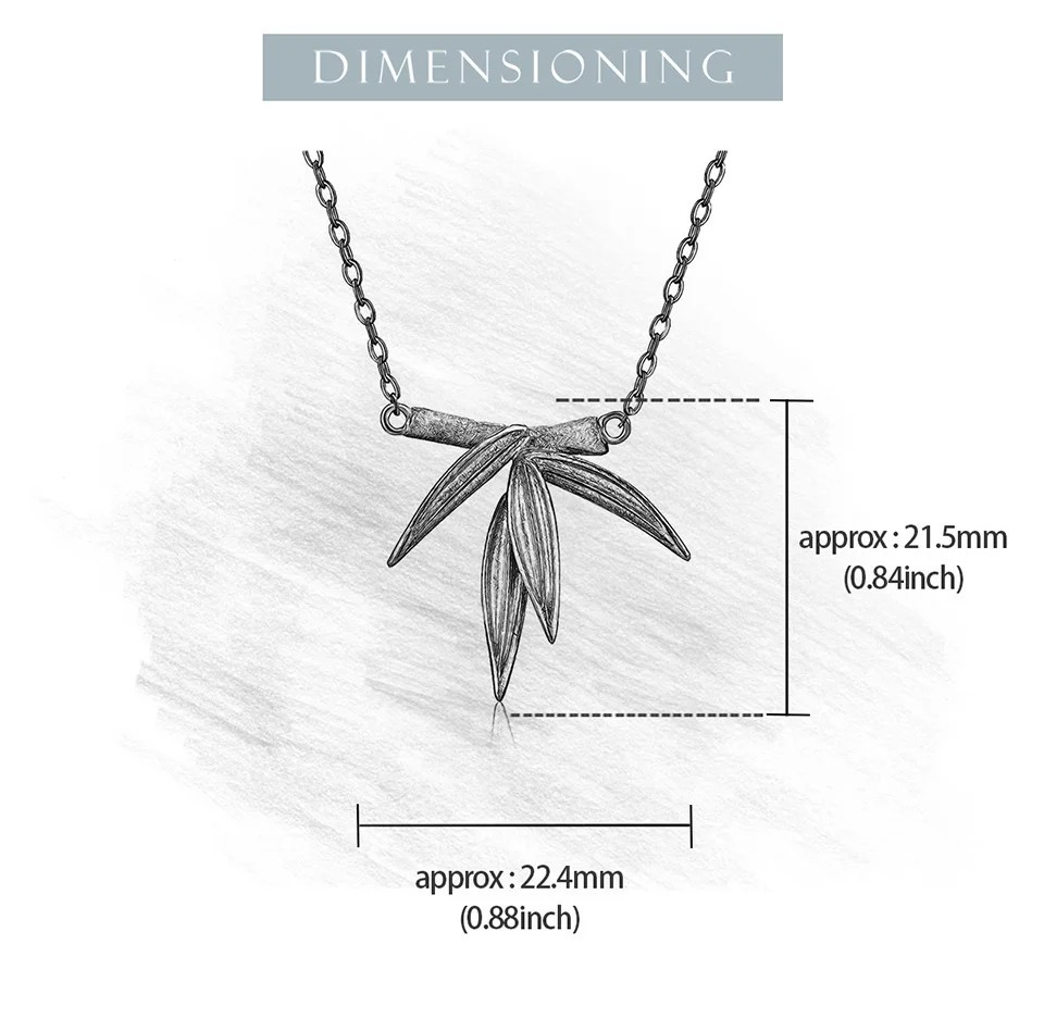 Necklace with bamboo pendant, 925 silver, 18K gold