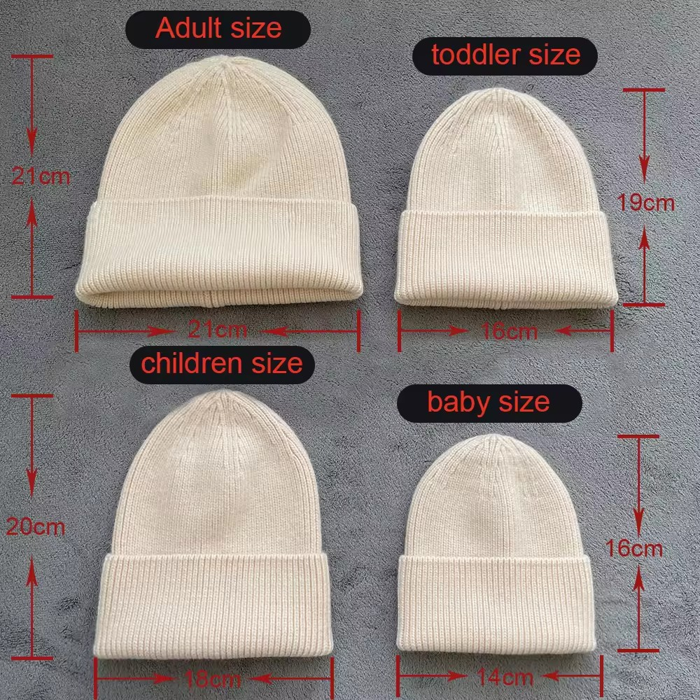 Kaschmir und Merinowolle Mama und Tochter passende Mützen mit Pompon