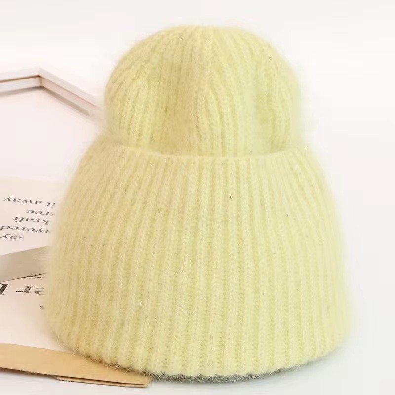 Warm, Soft and Fluffy Angora Beanie, mini sequins, blue