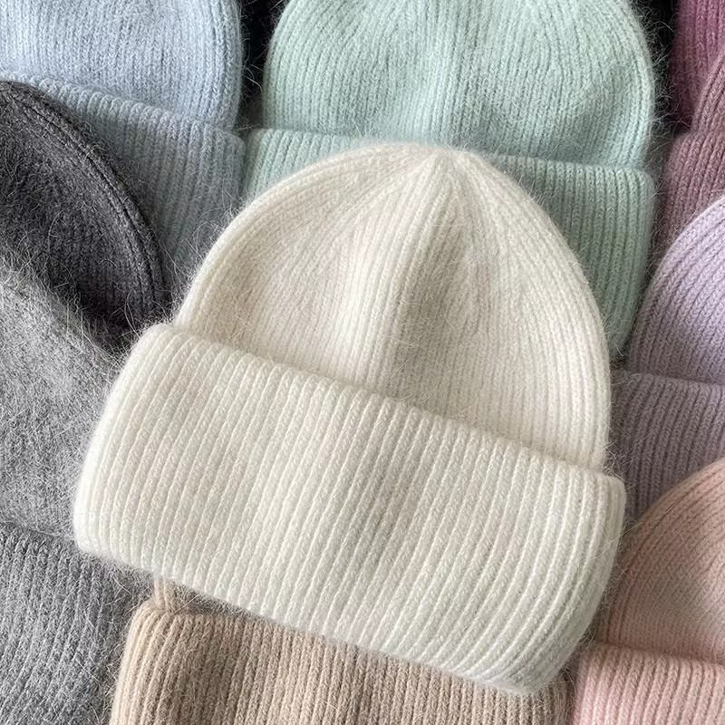 Warm, soft and fluffy Angora Beanie, white