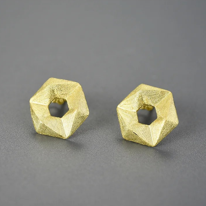 Handgemachte Würfel Ohrstecker, 925er Silber