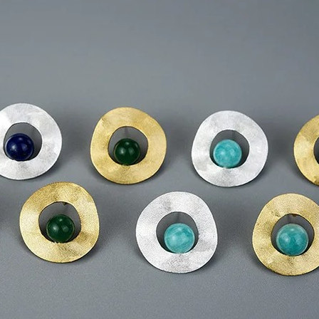 Retro circle earrings Amazonite