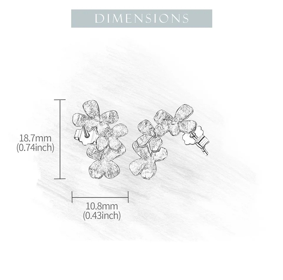 Delicate Blossom Stud Earrings, 925 Silver, 18K Gold