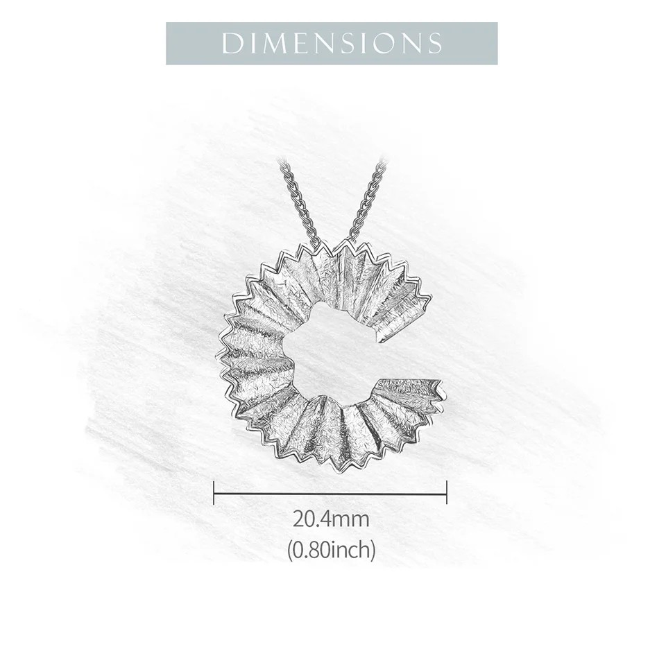Necklace with pencil shavings pendant, 925 Sterling silver, 18K gold
